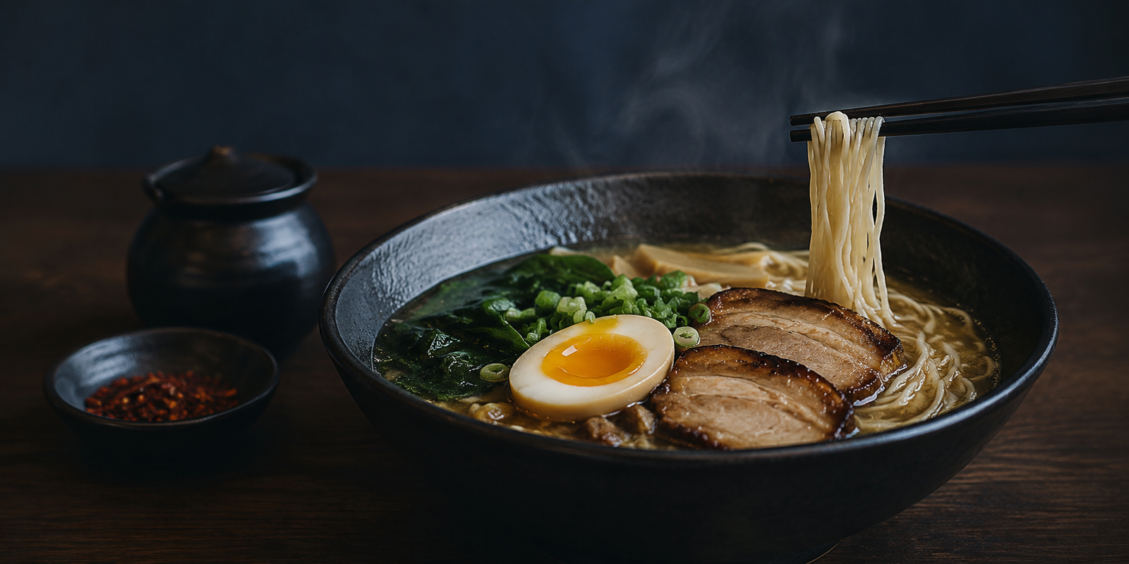 Premium Tonkotsu ramen met chashu, ei en noodles